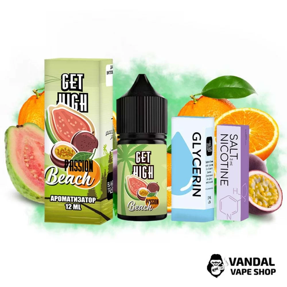 Набір для самозамісу Get High 30 мл 25 мг - зі смаком маракуї, гуави та апельсину. Набір для самозамісу Get High 30 мл 25 мг - зі смаком маракуї, гуави та апельсину.