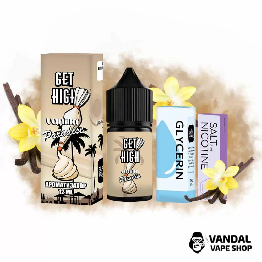 Набір для самозамісу Get High 30 мл 25 мг - зі смаком ванільного крему. Набір для самозамісу Get High 30 мл 25 мг - зі смаком ванільного крему.