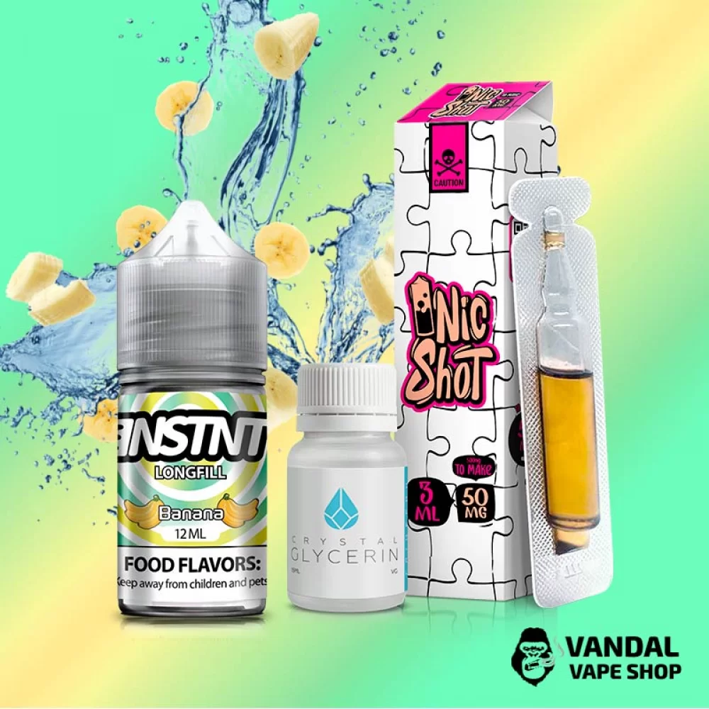 Набір для самозамісу INSTNT 30 мл 50 мг зі смаком банану Набір для самозамісу INSTNT 30 мл 50 мг зі смаком банану