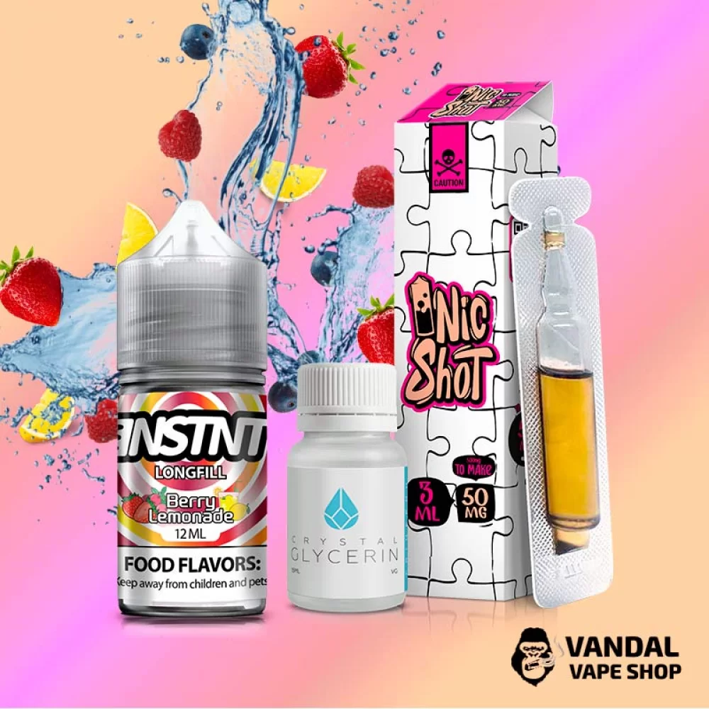 Набір для самозамісу INSTNT 30 мл 50 мг зі смаком ягідного лимонаду Набір для самозамісу INSTNT 30 мл 50 мг зі смаком ягідного лимонаду