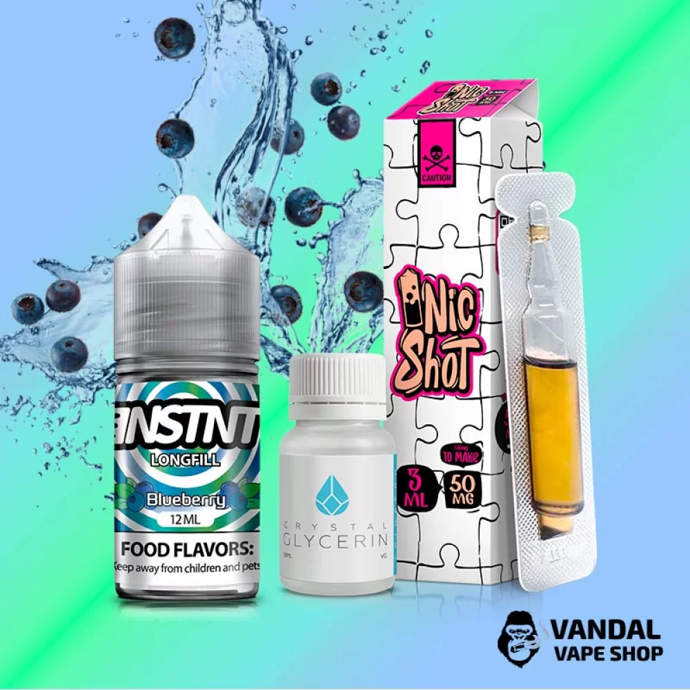 Набір для самозамісу INSTNT 30 мл 50 мг зі смаком чорниці Набір для самозамісу INSTNT 30 мл 50 мг зі смаком чорниці