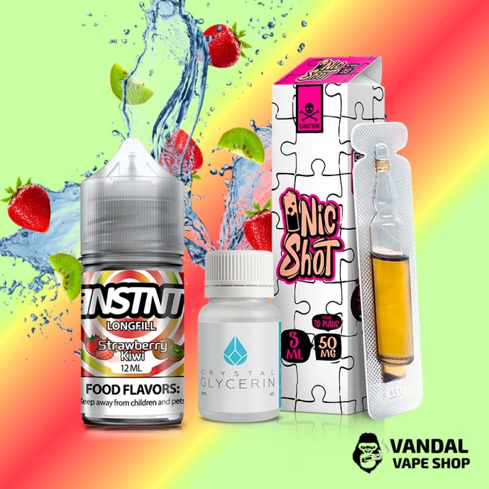 Набір для самозамісу INSTNT 30 мл 50 мг зі смаком полуниці та ківі Набір для самозамісу INSTNT 30 мл 50 мг зі смаком полуниці та ківі