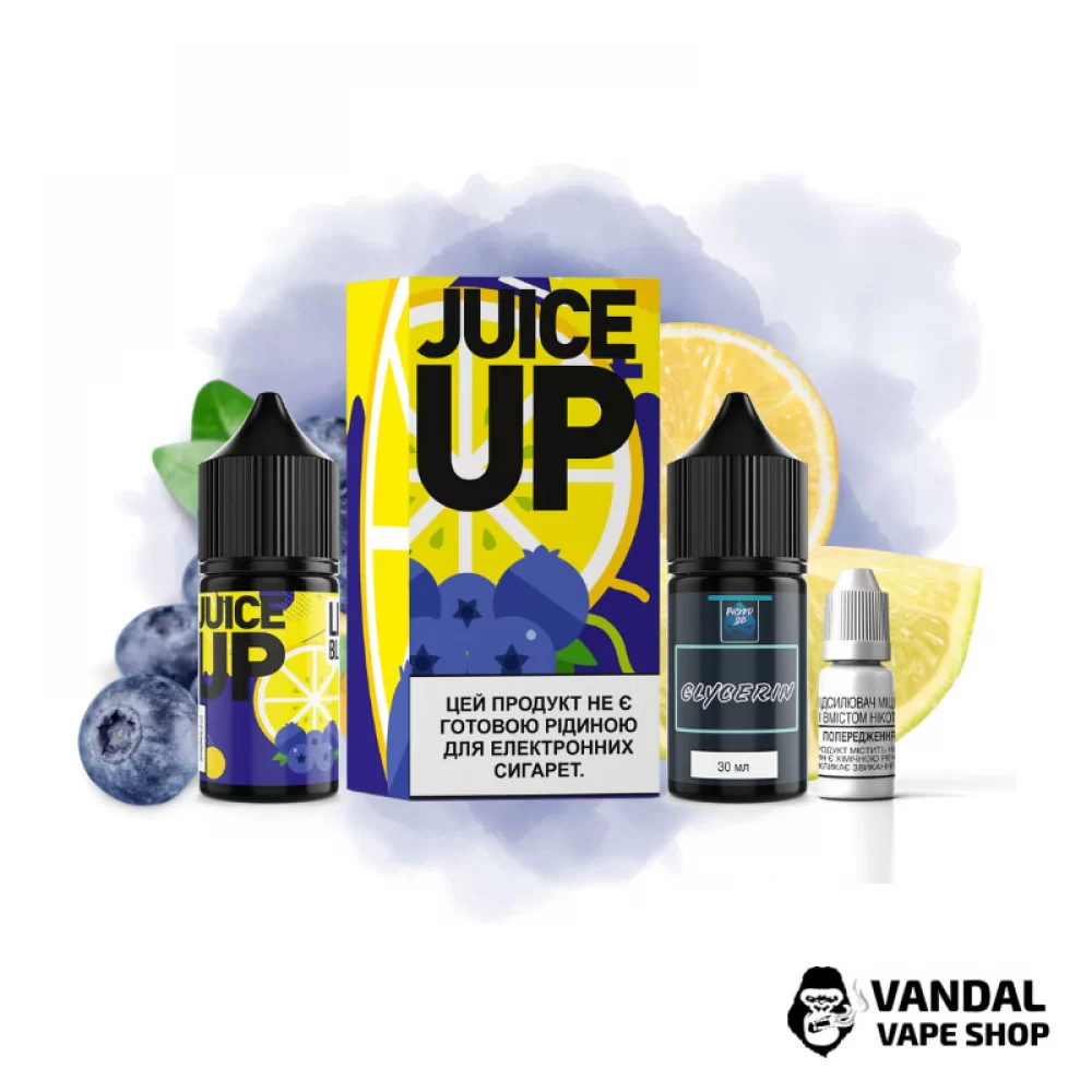 Набір для самозамісу Juice Up Salt 30 мл 50 мг зі смаком чорниці і лимона Набір для самозамісу Juice Up Salt 30 мл 50 мг зі смаком чорниці і лимона
