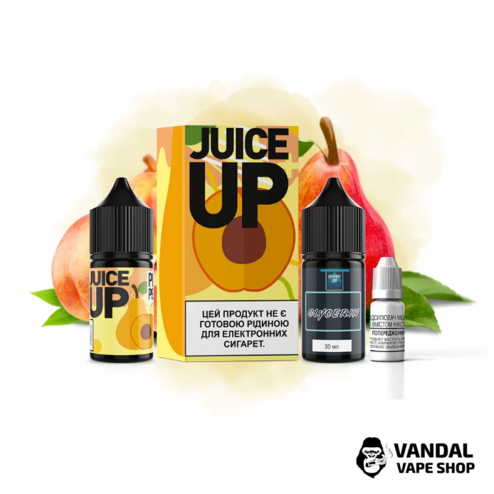 Набір для самозамісу Juice Up Salt 30 мл 25 мг зі смаком груші і персика Набір для самозамісу Juice Up Salt 30 мл 25 мг зі смаком груші і персика