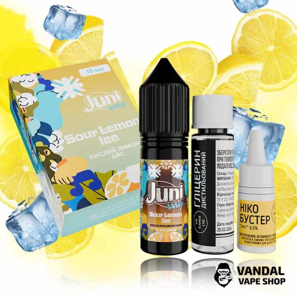 Набор для самозамеса Juni Mix (Hybrid) 15 мл 65 мг со вкусом кислого лимона с холодком