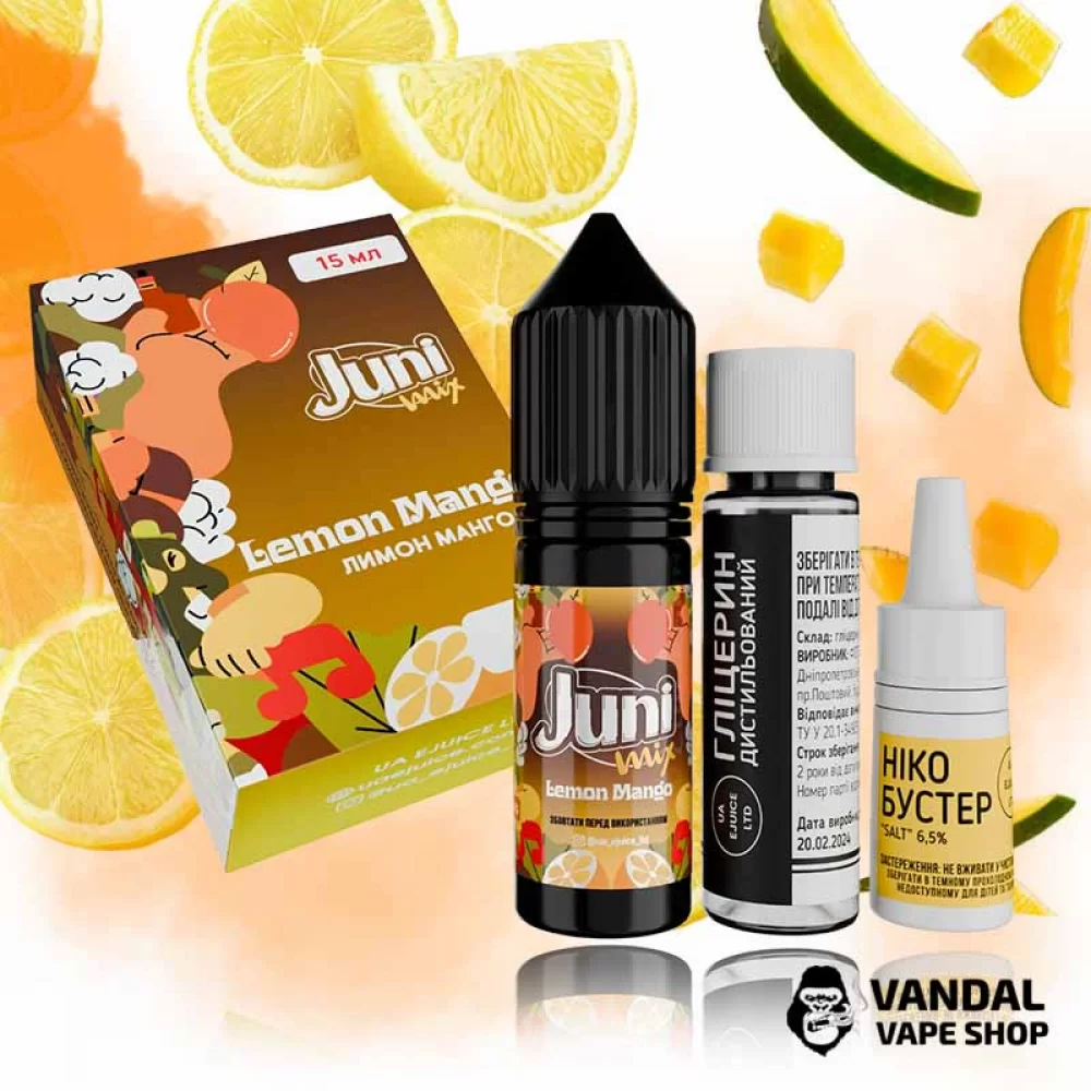 Набор для самозамеса Juni Mix (Hybrid) 15 мл 65 мг со вкусом лимона и манго