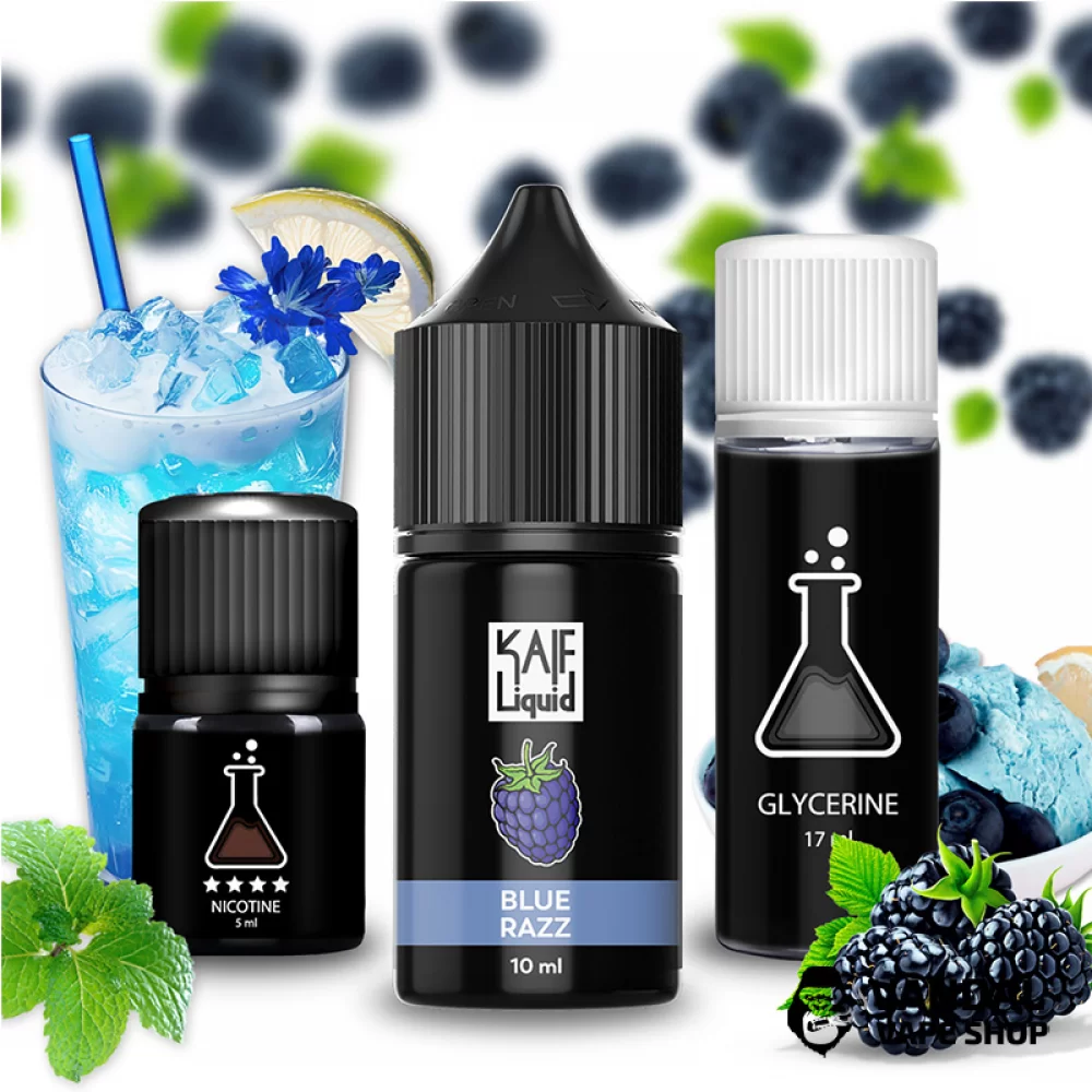 Набор для самозамеса Kaif Liquid 30 мл 25 мг со вкусом голубой малины Набор для самозамеса Kaif Liquid 30 мл 25 мг со вкусом голубой малины