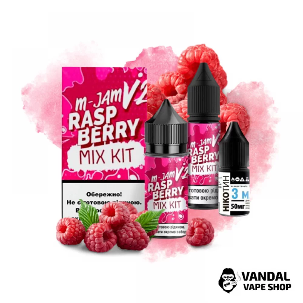 Набір для самозамісу M-JAM V2 Salt 30 мл 50 мг зі смаком малини Набір для самозамісу M-JAM V2 Salt 30 мл 50 мг зі смаком малини