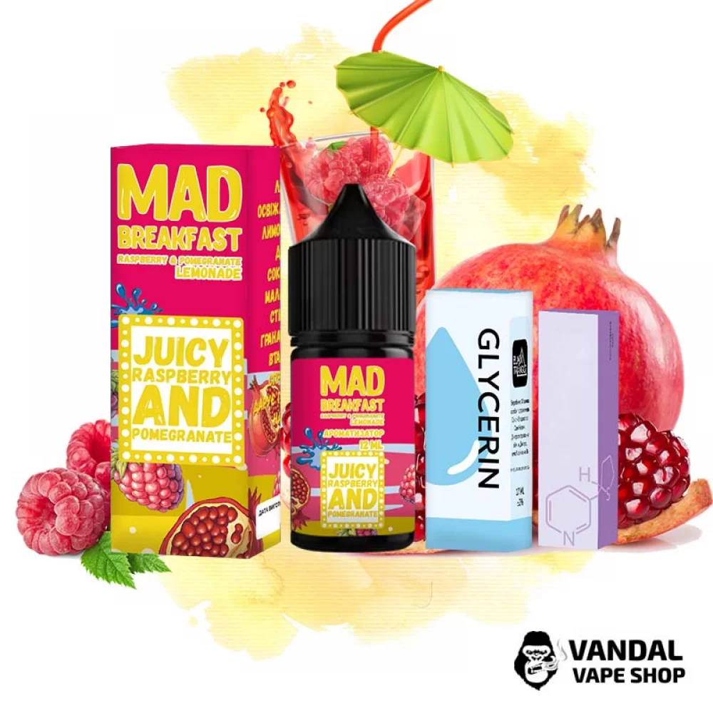 Наборы для самозамеса Mad Breakfast 30 мл 25 мг - со вкусом сока с малиной и гранатом Наборы для самозамеса Mad Breakfast 30 мл 25 мг - со вкусом сока с малиной и гранатом