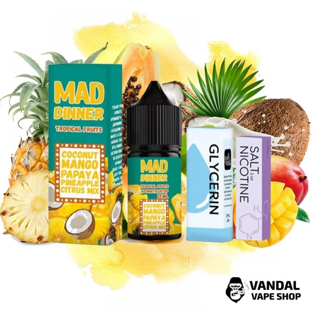 Набір для самозамісу Mad Dinner 30 мл 25 мг - зі смаком тропічних фруктів.