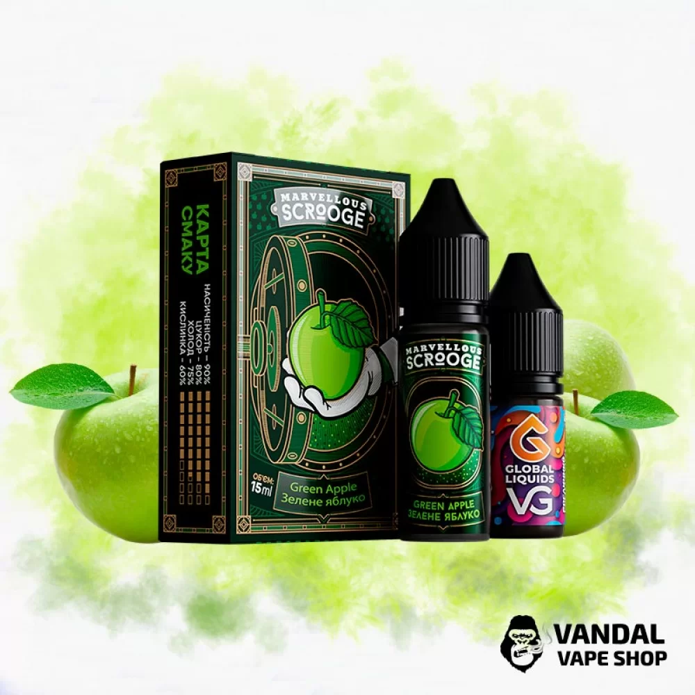 Набор для самозамеса Marvellous Scrooge 15 мл 65 мг - со вкусом зеленого яблока с легкими кисло-сладкими нотами