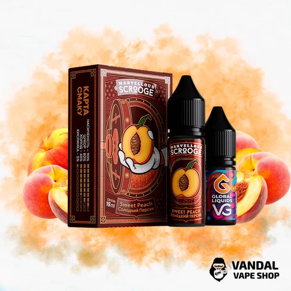 Набор для самозамеса Marvellous Scrooge 15 мл 65 мг - со вкусом сочного персика с характерным фруктовым ароматом