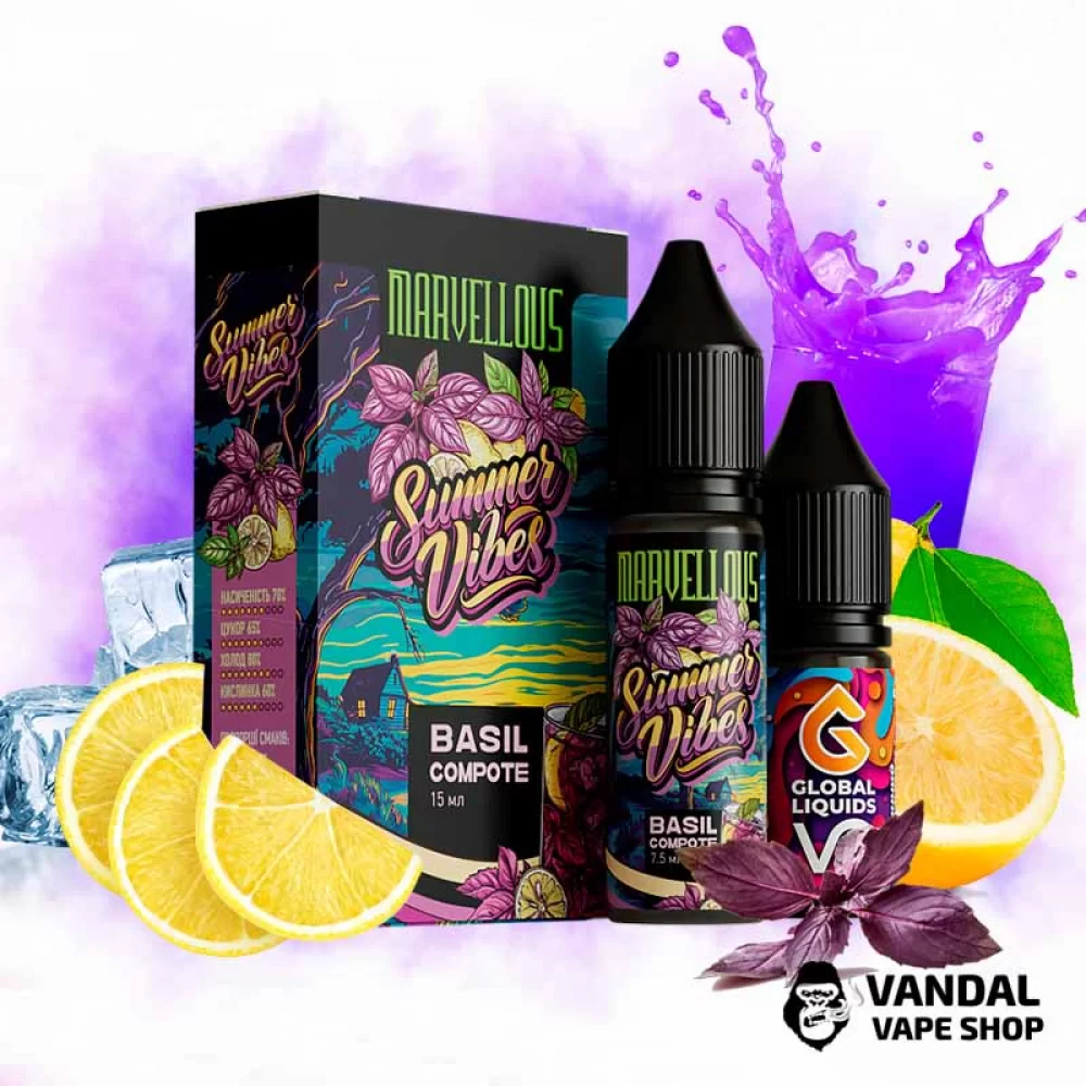 Набор для самозамеса Marvellous Summer Vibes 15 мл 65 мг - со вкусом  лимона и свежего базилика.