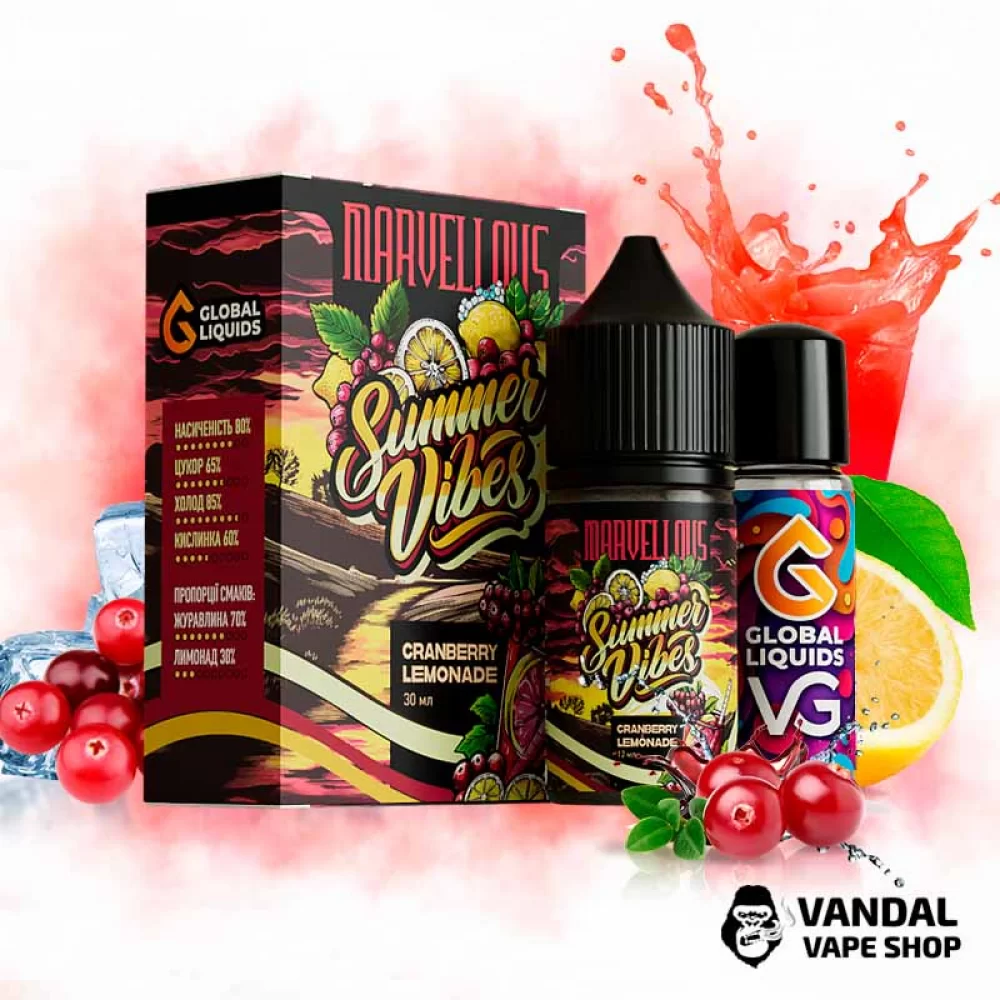 Набір для самозамісу Marvellous Summer Vibes 30 мл 65 мг - зі смаком журавлини з освіжаючою та солодкою кислинкою лимонаду.