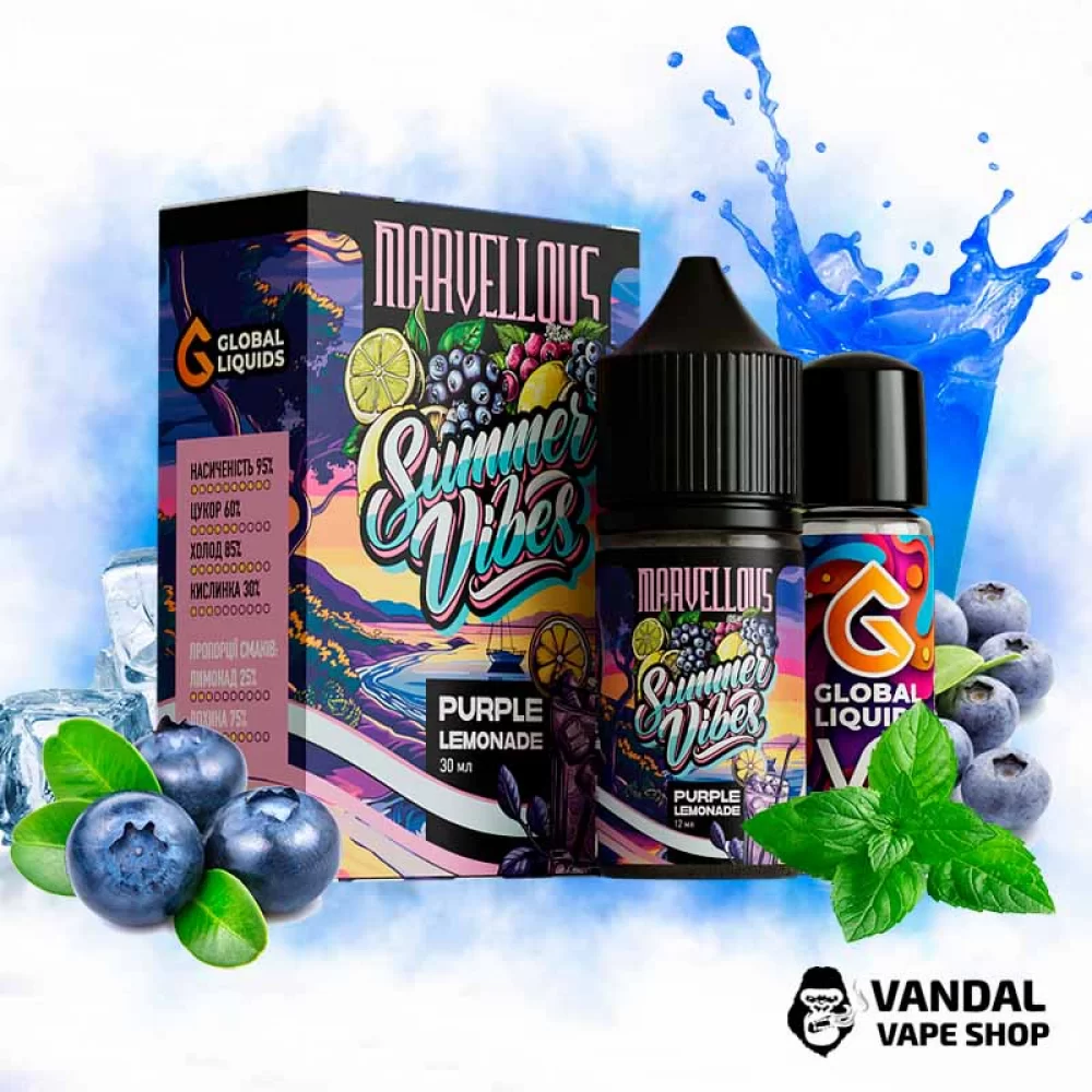 Набор для самозамеса Marvellous Summer Vibes 30 мл 65 мг - со вкусом ежевики с освежающей кислинкой лимонада.
