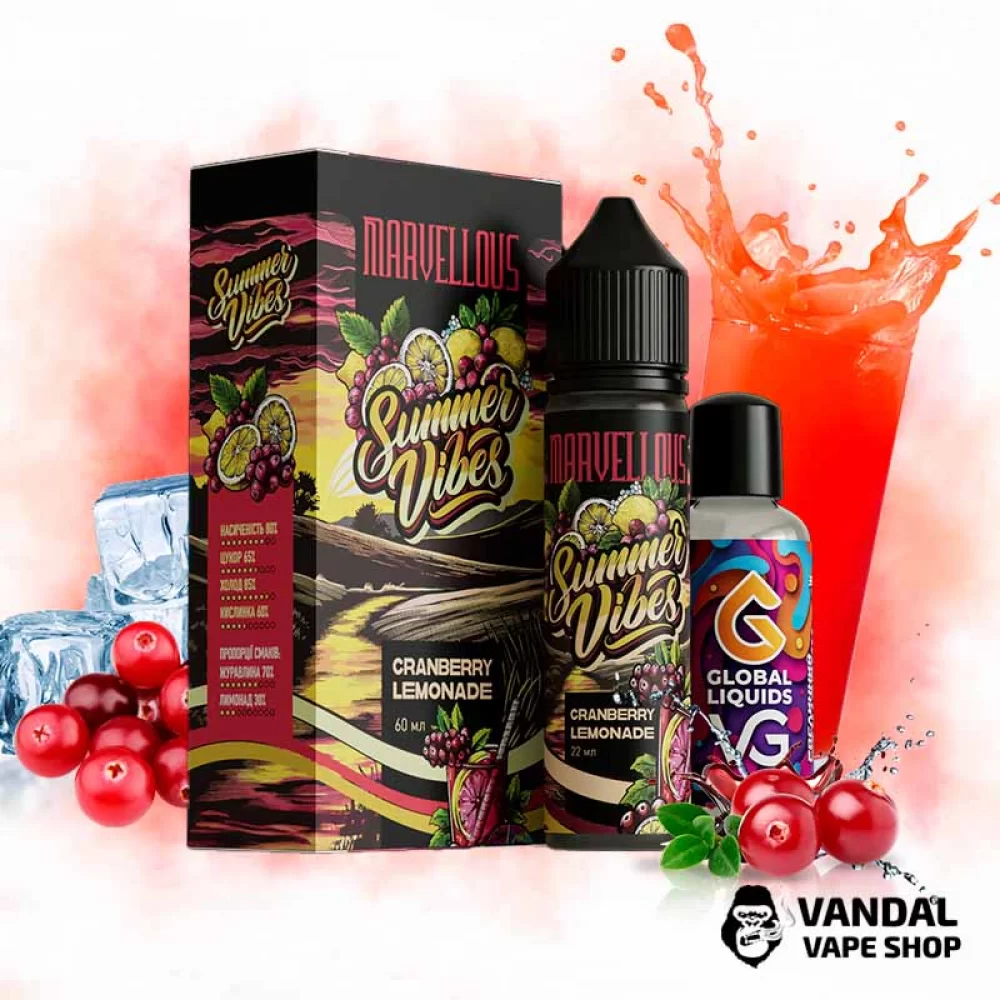 Органічний набір Marvellous Summer Vibes 60 мл 3 мг - Cranberry Lemonade зі смаком журавлини з освіжаючою та солодкою кислинкою лимонаду