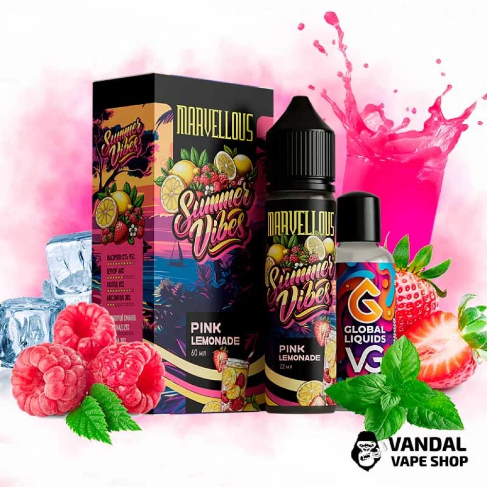 Органічний набір Marvellous Summer Vibes 60 мл 3 мг - Pink Lemonade зі смаком солодких ягід та освіжаючого лимонаду Органічний набір Marvellous Summer Vibes 60 мл 3 мг - Pink Lemonade зі смаком солодких ягід та освіжаючого лимонаду
