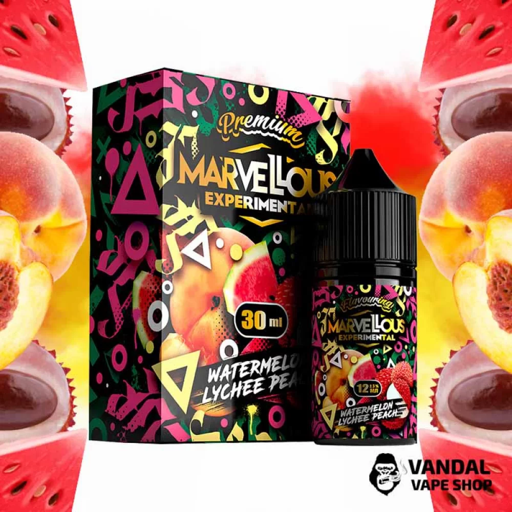 Набор для самозамеса  Marvellous Experimental 30 мл 50 мг со вкусом арбуза, личи и персика Набор для самозамеса  Marvellous Experimental 30 мл 50 мг со вкусом арбуза, личи и персика