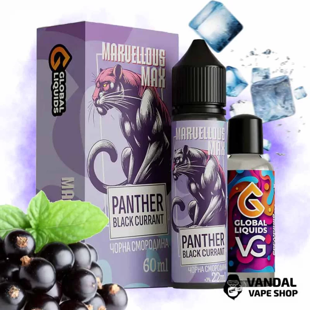 Органический набор для самозамеса Marvellous Max - Panther Black Currant 60 мл 3 мг со вкусом - чёрной смородины с холодком Органический набор для самозамеса Marvellous Max - Panther Black Currant 60 мл 3 мг со вкусом - чёрной смородины с холодком