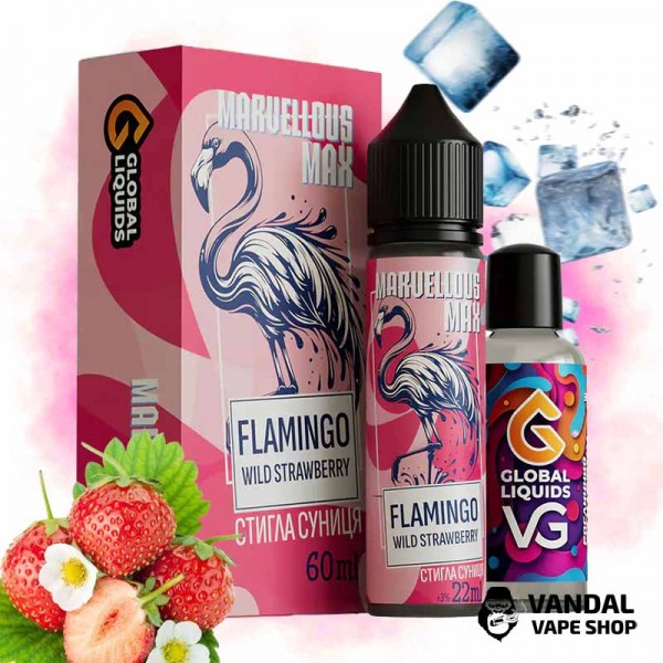 Органічний набір для самозамісу Marvellous Max - Flamingo Wild Strawberry 60 мл 3 мг зі смаком - суниці з холодком