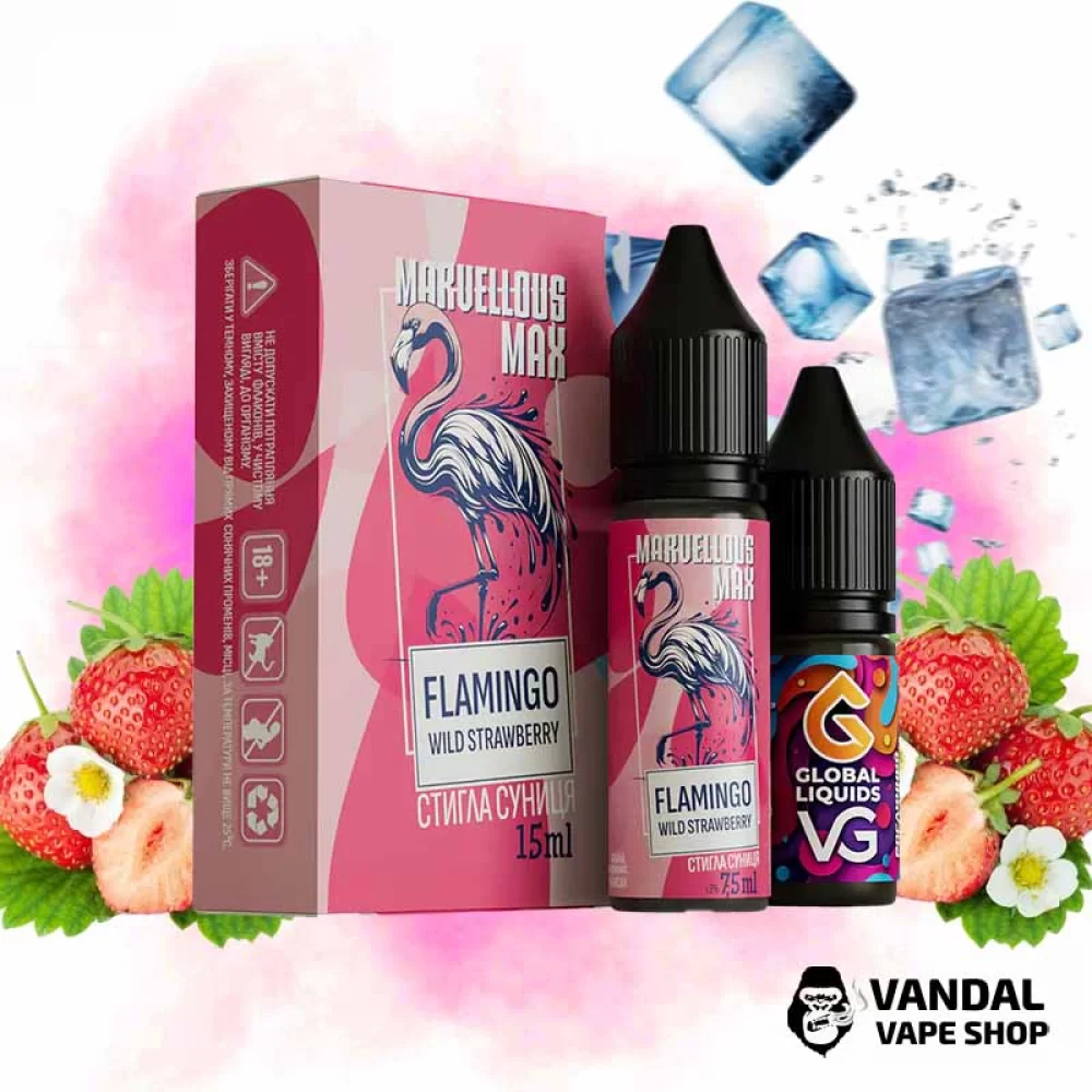 Набір  Marvellous Max 15 мл 65 мг - Flamingo Wild Strawberry зі смаком - суниці з холодком
