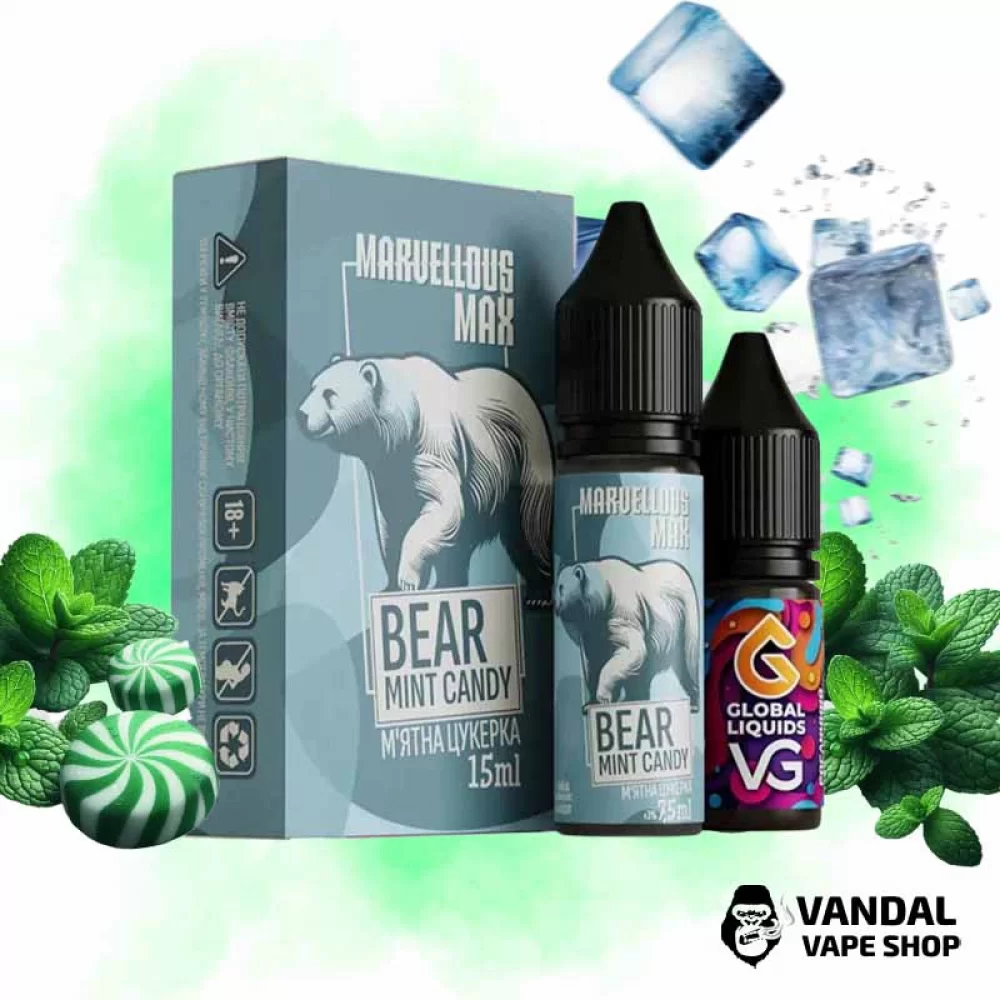 Набір Marvellous Max 15 мл 65 мг - Bear Mint Candy зі смаком - м'ятної цукерки Набір Marvellous Max 15 мл 65 мг - Bear Mint Candy зі смаком - м'ятної цукерки