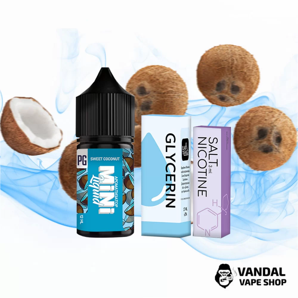 Набор для самозамеса Mini Liquid 30 мл 50 мг со вкусом кокоса Набор для самозамеса Mini Liquid 30 мл 50 мг со вкусом кокоса