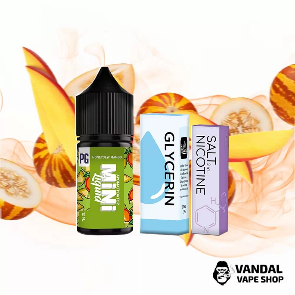 Набор для самозамеса Mini Liquid 30 мл 50 мг со вкусом дыни и манго Набор для самозамеса Mini Liquid 30 мл 50 мг со вкусом дыни и манго