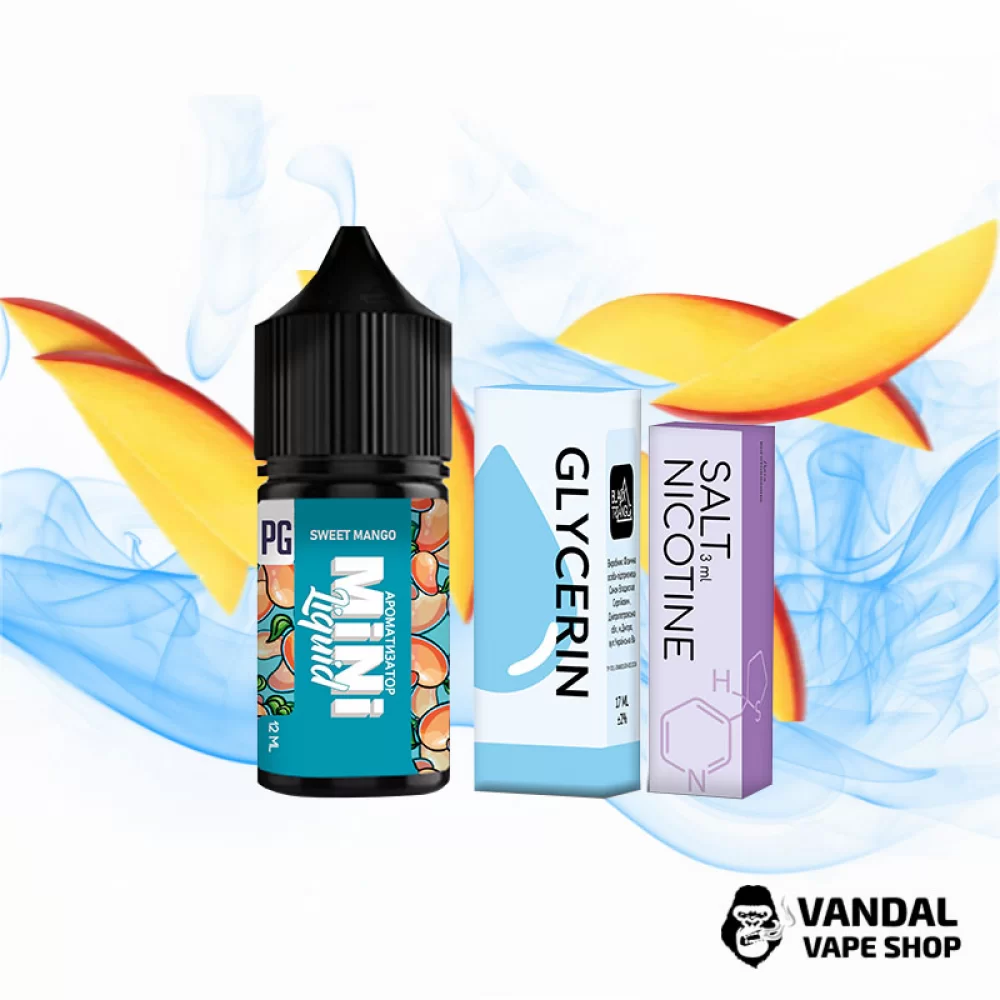 Набор для самозамеса Mini Liquid 30 мл 50 мг со вкусом манго Набор для самозамеса Mini Liquid 30 мл 50 мг со вкусом манго