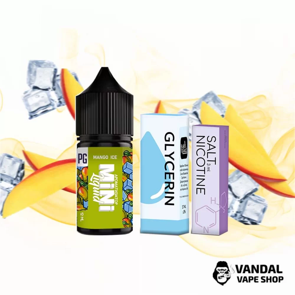 Набор для самозамеса Mini Liquid 30 мл 50 мг со вкусом тройного манго с холодком Набор для самозамеса Mini Liquid 30 мл 50 мг со вкусом тройного манго с холодком