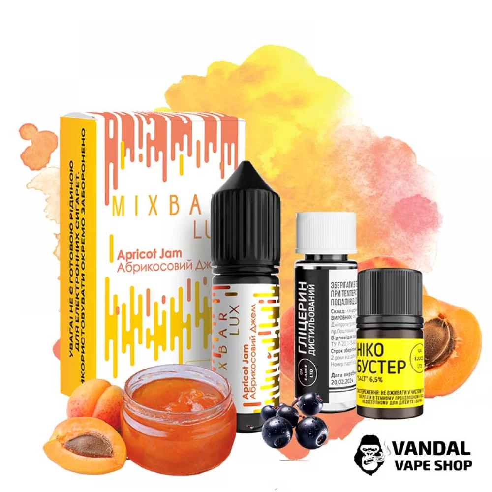 Набор для самозамеса Mix Bar Lux 15 мл 65 мг - со вкусом абрикосового джема Набор для самозамеса Mix Bar Lux 15 мл 65 мг - со вкусом абрикосового джема