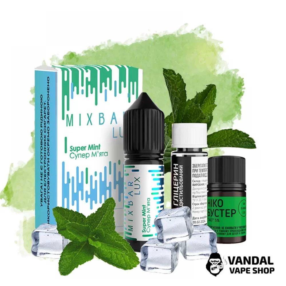 Набор для самозамеса Mix Bar Lux 15 мл 65 мг - со вкусом ароматной мяты с нотками холодка и ментола Набор для самозамеса Mix Bar Lux 15 мл 65 мг - со вкусом ароматной мяты с нотками холодка и ментола
