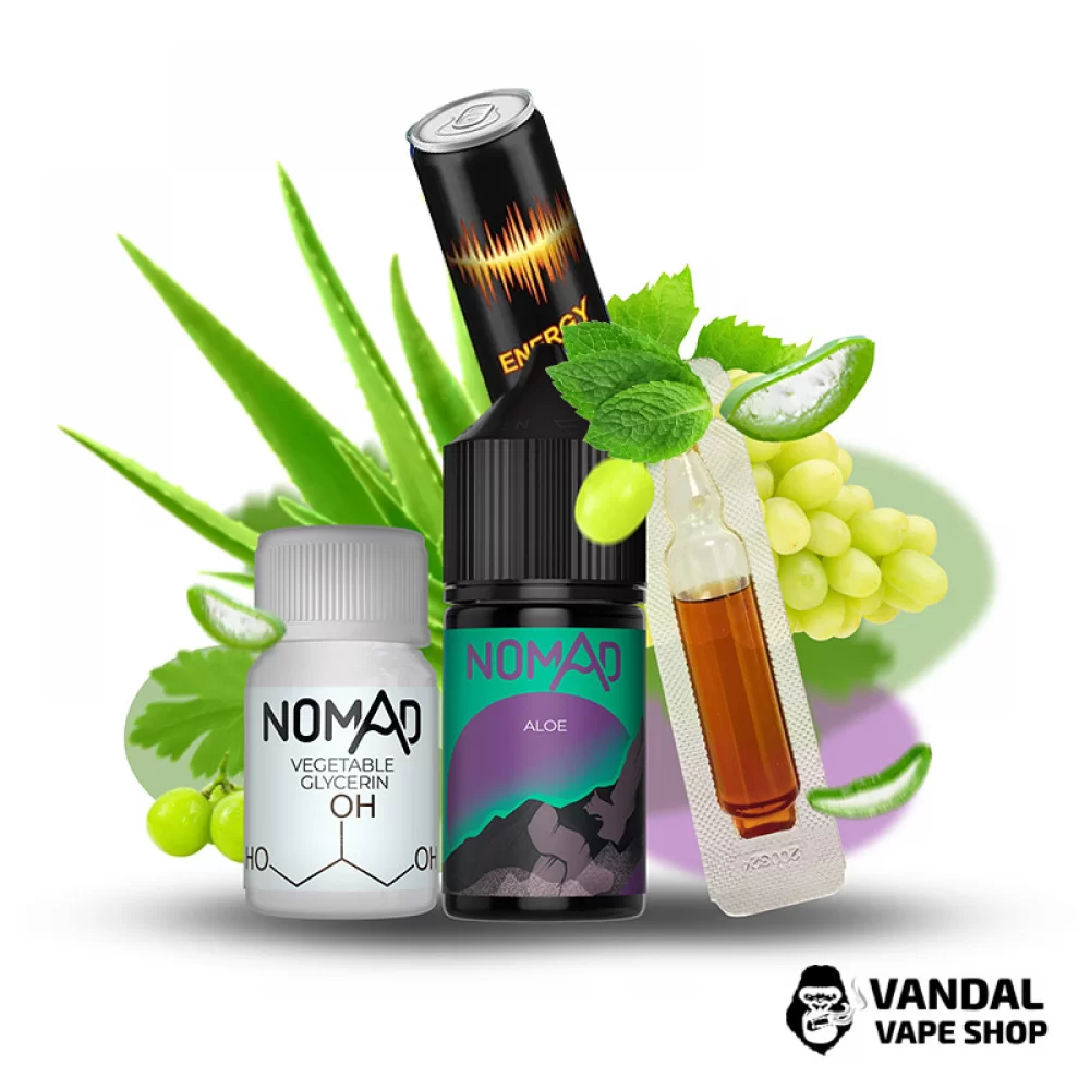 Набор для самозамеса Nomad 30 мл 50 мг со вкусом алое з легкими нотками энергетика Набор для самозамеса Nomad 30 мл 50 мг со вкусом алое з легкими нотками энергетика