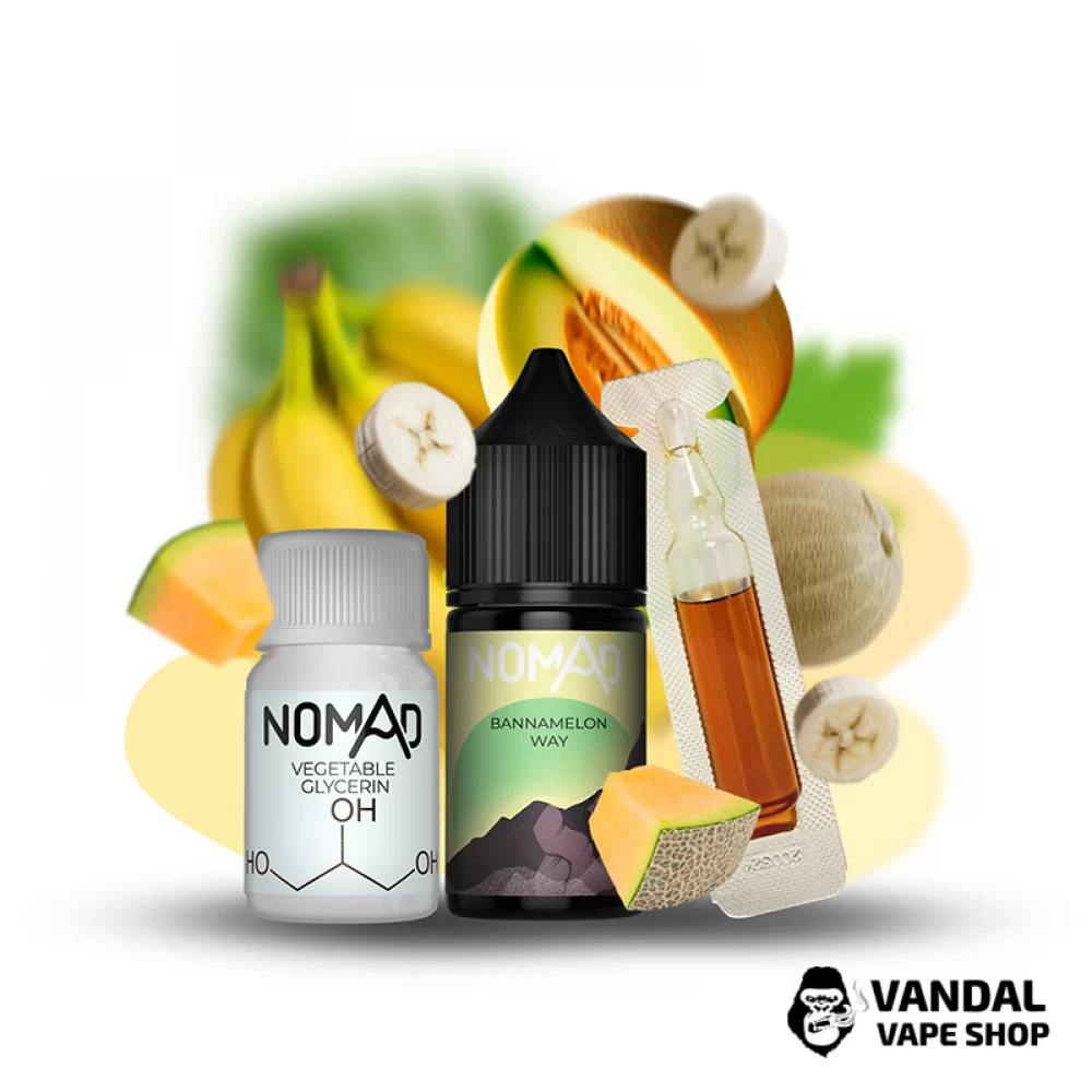 Набор для самозамеса Nomad 30 мл 50 мг со вкусом банана в дуэте со сладкой дыней Набор для самозамеса Nomad 30 мл 50 мг со вкусом банана в дуэте со сладкой дыней