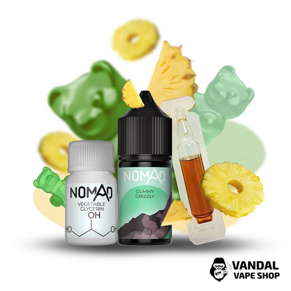 Набор для самозамеса Nomad 30 мл 50 мг со вкусом желейных мишек с ананасом Набор для самозамеса Nomad 30 мл 50 мг со вкусом желейных мишек с ананасом