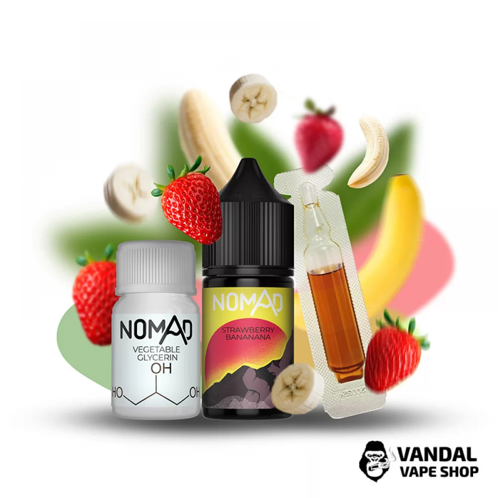 Набор для самозамеса Nomad 30 мл 50 мг со вкусом банана и клубники Набор для самозамеса Nomad 30 мл 50 мг со вкусом банана и клубники