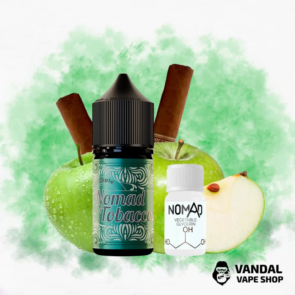 Набір для самозамісу Nomad Tobacco 30 мл 50 мг зі смаком стиглого кисло-солодкого яблука та пряністю тютюну
