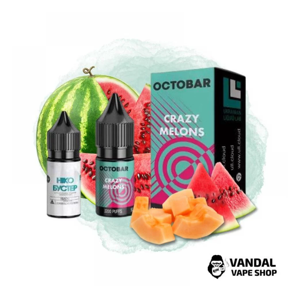 Набір для самозамісу OctoBar Salt 10 мл 50 мг зі смаком кавуна і дині з холодком Набір для самозамісу OctoBar Salt 10 мл 50 мг зі смаком кавуна і дині з холодком
