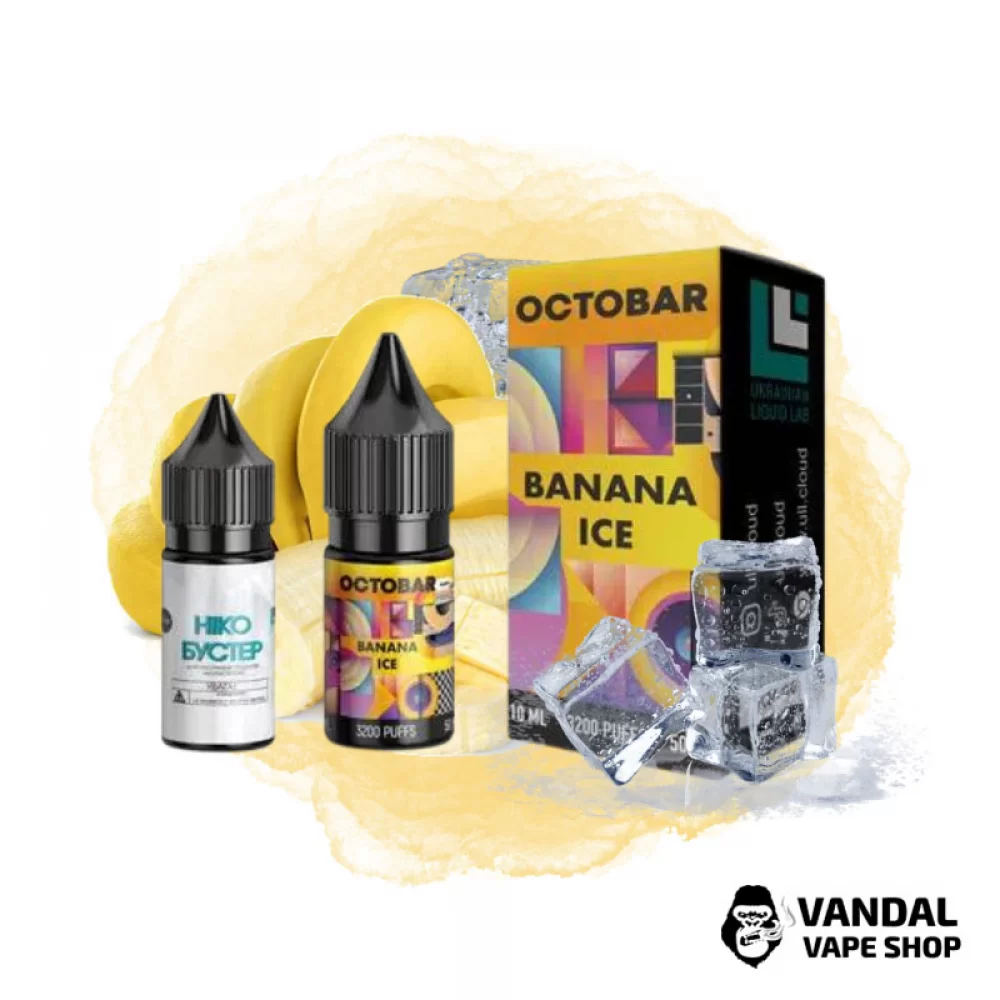 Набір для самозамісу OctoBar Salt 10 мл 50 мг зі смаком банана з льодом Набір для самозамісу OctoBar Salt 10 мл 50 мг зі смаком банана з льодом