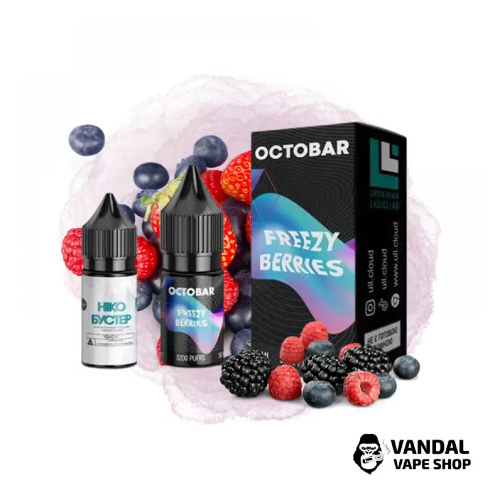 Набір для самозамісу OctoBar Salt 10 мл 50 мг зі смаком ягід ожини та чорниці з холодком Набір для самозамісу OctoBar Salt 10 мл 50 мг зі смаком ягід ожини та чорниці з холодком