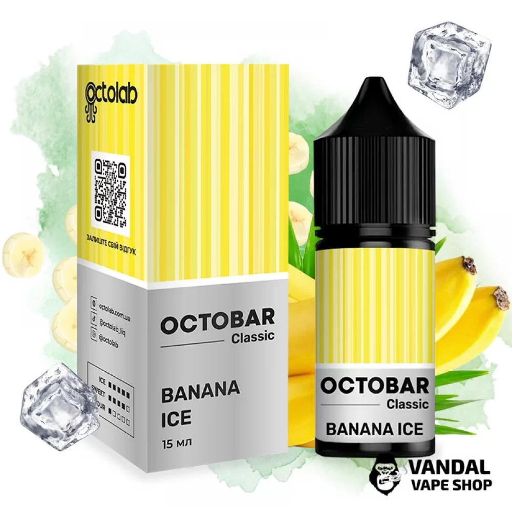 Набор для самозамеса OctoBar Salt 30 мл 50 мг со вкусом банана со льдом Набор для самозамеса OctoBar Salt 30 мл 50 мг со вкусом банана со льдом