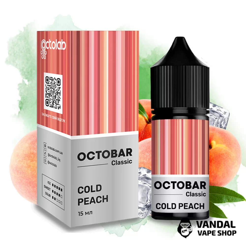 Набір для самозамісу OctoBar Salt 30 мл 50 мг Hard зі смаком персика нектарина з холодком Набір для самозамісу OctoBar Salt 30 мл 50 мг Hard зі смаком персика нектарина з холодком