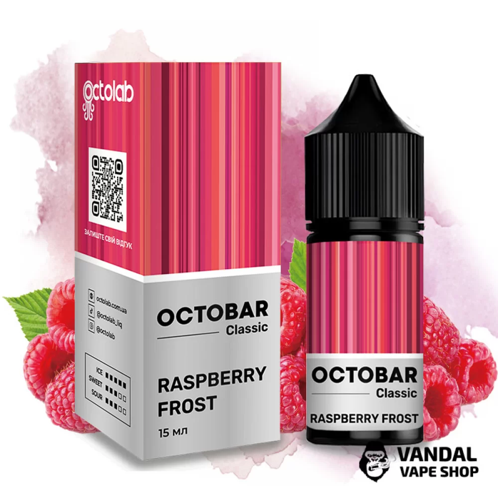 Набір для самозамісу OctoBar Salt 30 мл 50 мг Hard зі смаком малини з холодком Набір для самозамісу OctoBar Salt 30 мл 50 мг Hard зі смаком малини з холодком