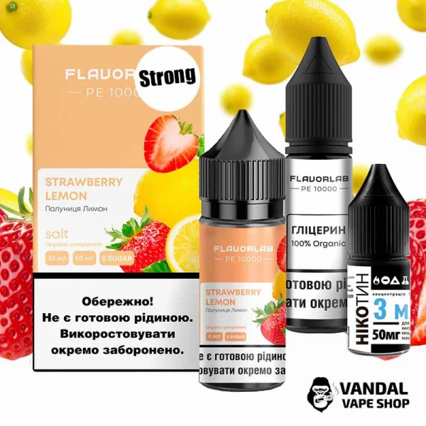 Набор для самозамеса Flavorlab PE 10000 Strong 30 мл 50 мг со вкусом клубники и лимона