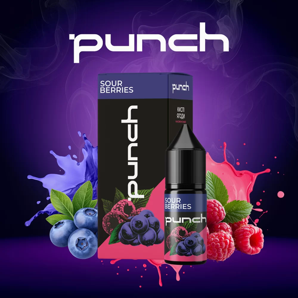 Набор для самозамеса Punch 10 мл 60 мг со вкусом малины и черники Набор для самозамеса Punch 10 мл 60 мг со вкусом малины и черники