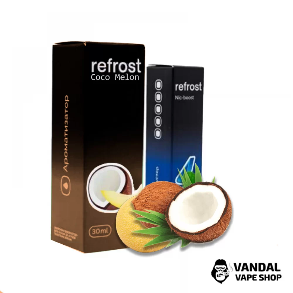 Набор для самозамеса ReFrost 30 мл 50 мг со вкусом кокоса и дыни Набор для самозамеса ReFrost 30 мл 50 мг со вкусом кокоса и дыни