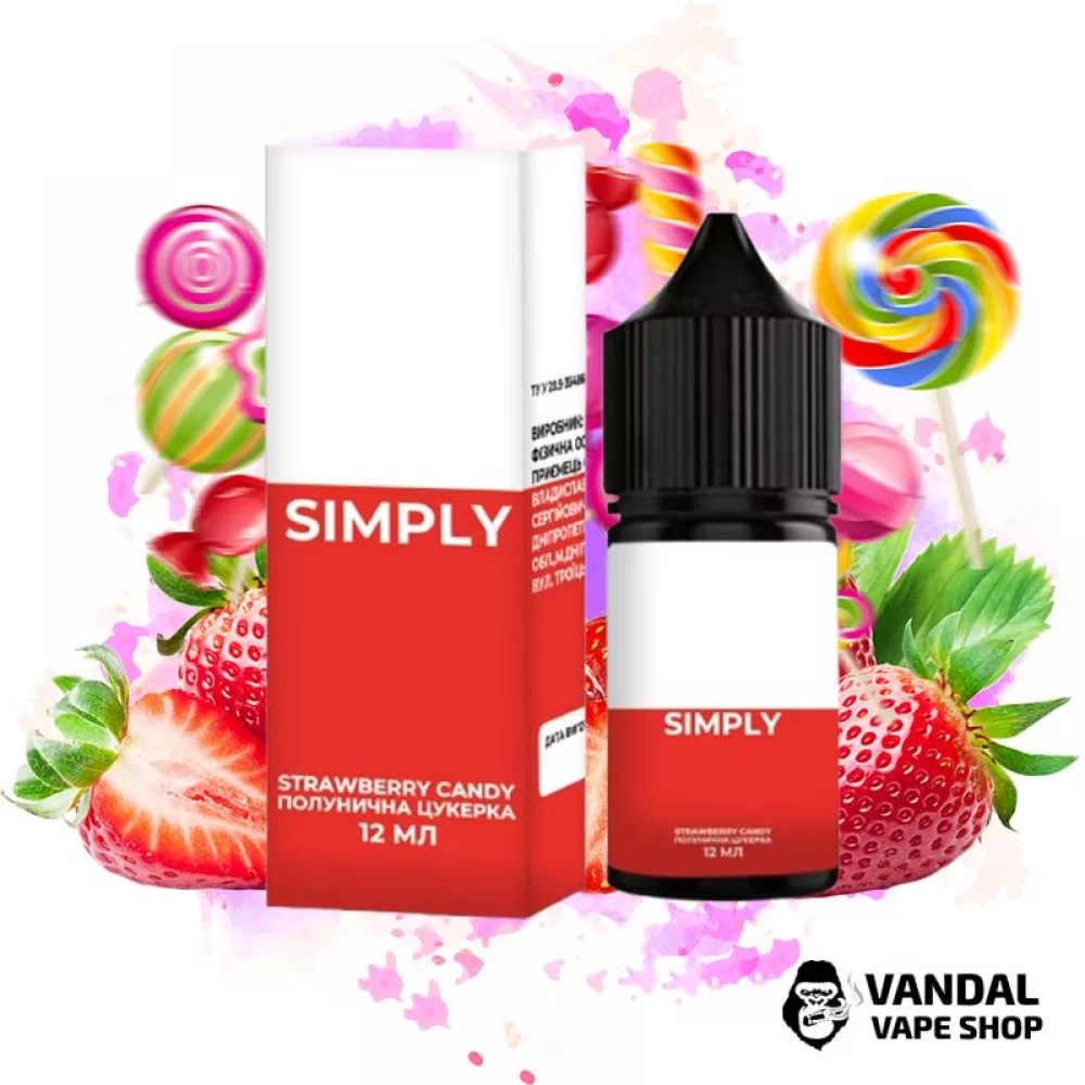 Набор для самозамеса Simply 30 мл 50 мг - со вкусом клубничной конфеты Набор для самозамеса Simply 30 мл 50 мг - со вкусом клубничной конфеты