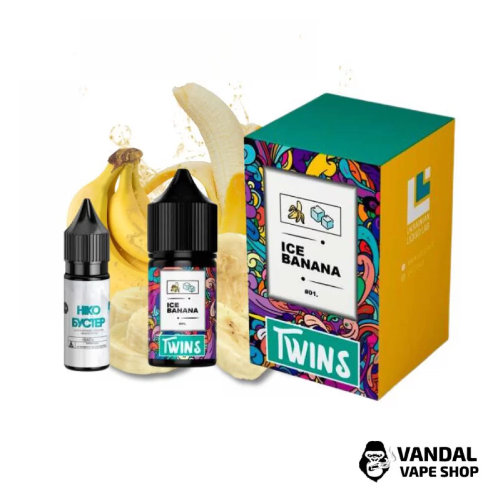 Набор для самозамеса Twins Salt 30 мл 50 мг со вкусом банана со льдом Набор для самозамеса Twins Salt 30 мл 50 мг со вкусом банана со льдом