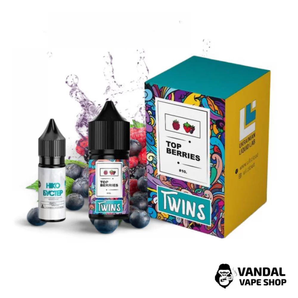 Набір для самозамісу Twins Salt 30 мл 50 мг зі смаком ягід Набір для самозамісу Twins Salt 30 мл 50 мг зі смаком ягід