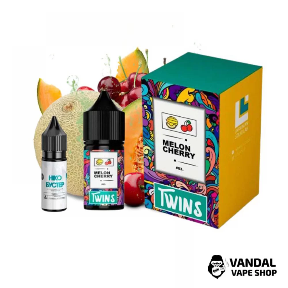 Набір для самозамісу Twins Salt 30 мл 50 мг зі смаком дині і вишні Набір для самозамісу Twins Salt 30 мл 50 мг зі смаком дині і вишні